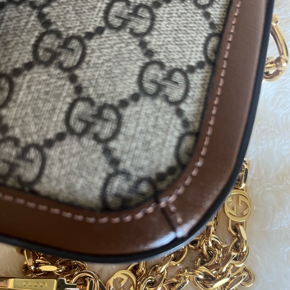 AUTHENTIC GUCCI  Horsebit 1955 leather & Coated Canvas crossbody - Picture 12 of 16